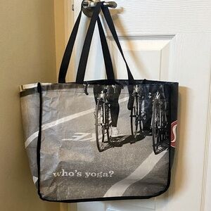 HTF Lululemon LARGE Reusable Bicycle Yoga Logo Shopping Tote Bag